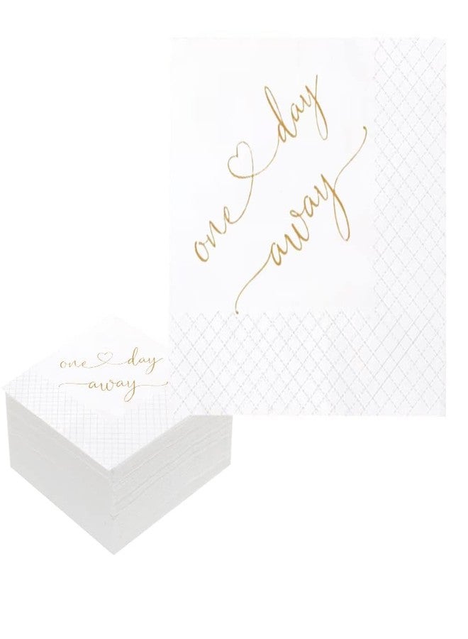 Geloar One Day Away Rehearsal Dinner Cocktail Napkins, One Day Away Party Supplies Paper Napkins in Bulk for Rehearsal Dinner Wedding Beverage Table Decorations 2-Ply, 5x5 Inches (50, Gold) - Image 3